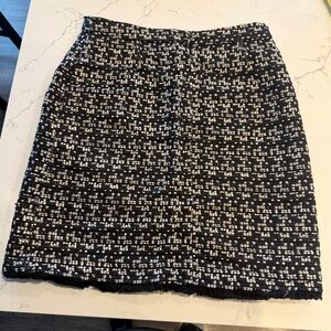 T Tahari Monochrome Tweed Pencil Skirt